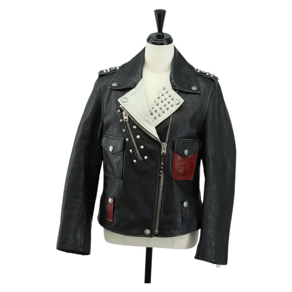 Coach x Disney Double Riders Jacket Leather Black Auth 167402M