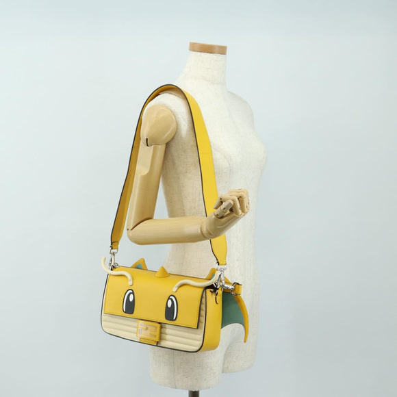 FENDI Dragonite FENDIxFRGMTxPOKÉMON Mamma Baguette Bag Leather Auth 167404SM