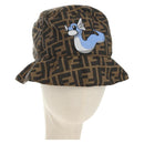FENDI x FRGMT x POKÉMON ZUCCA Canvas Bucket Hat Mini-Dragon Brown Auth 167411SM-1
