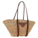 PRADA Tote Bag Raffia Beige Auth 167416SM-1