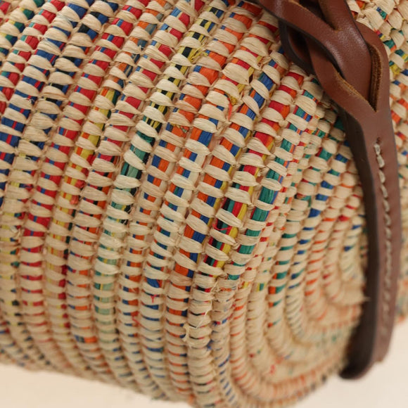 PRADA Tote Bag Raffia Beige Auth 167416SM
