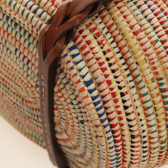 PRADA Tote Bag Raffia Beige Auth 167416SM