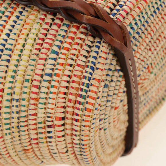 PRADA Tote Bag Raffia Beige Auth 167416SM