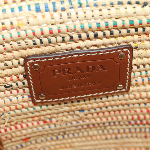 PRADA Tote Bag Raffia Beige Auth 167416SM