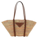 PRADA Tote Bag Raffia Beige Auth 167416SM-13