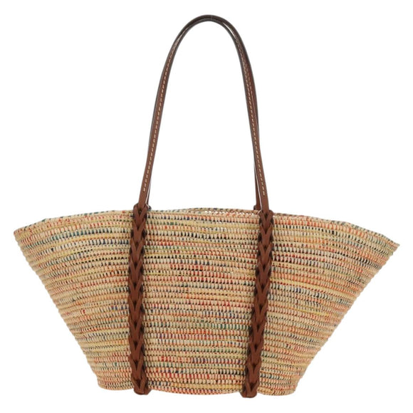 PRADA Tote Bag Raffia Beige Auth 167416SM