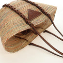 PRADA Tote Bag Raffia Beige Auth 167416SM-6