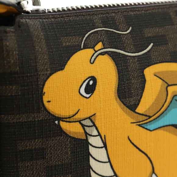 FENDI Dragonite Zucca Canvas FRGMT POKÉMON Bag Black Silver Brown Auth 167417SM