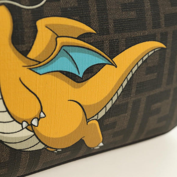 FENDI Dragonite Zucca Canvas FRGMT POKÉMON Bag Black Silver Brown Auth 167417SM