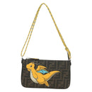 FENDI Dragonite Zucca Canvas FRGMT POKÉMON Bag Black Silver Brown Auth 167417SM-2