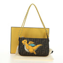 FENDI Dragonite Zucca Canvas FRGMT POKÉMON Bag Black Silver Brown Auth 167417SM-29