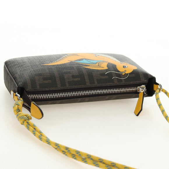 FENDI Dragonite Zucca Canvas FRGMT POKÉMON Bag Black Silver Brown Auth 167417SM