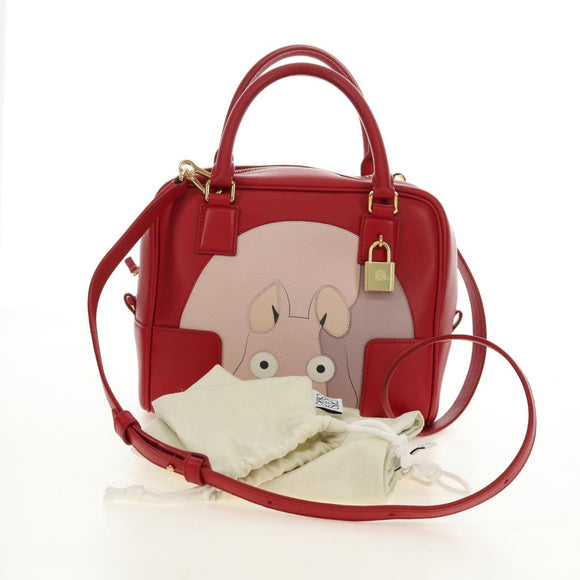 LOEWE × Studio Ghibli Amazona 19 Baby Mouse Hand Bag Leather Red Auth 167438SM