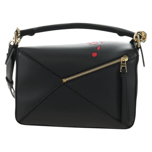 LOEWE × Studio Ghibli Puzzle Bag Calcifer Hand Bag Leather Black Auth 167439SM
