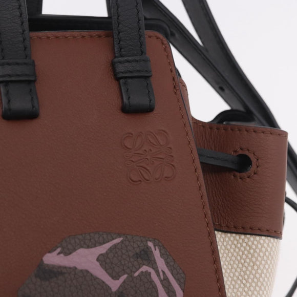 LOEWE × Ghibli Mini Hammock Soot Sprites Hand Bag Leather Brown Auth 167441SM