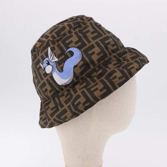 FENDI x FRGMT x POKEMON Bucket Dratini Hat Nylon Brown Blue Auth 167450SM