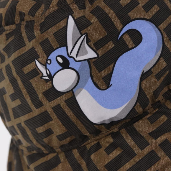 FENDI x FRGMT x POKEMON Bucket Dratini Hat Nylon Brown Blue Auth 167450SM
