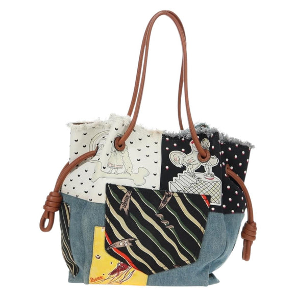 LOEWE x Paula's IBIZA Collection Flamenco Knots Denim Blue Brown Auth 167453V