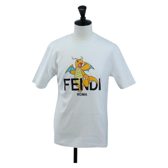 FENDI x FRGMT x POKEMON Dragonite T shirt Cotton White Auth 167458M