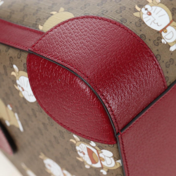 GUCCI x Doraemon Micro GG Boston Bag PVC Leather Beige 647815 Auth 167459SM