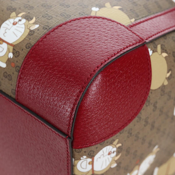 GUCCI x Doraemon Micro GG Boston Bag PVC Leather Beige 647815 Auth 167459SM