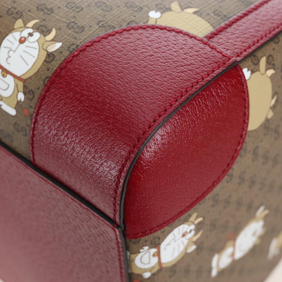 GUCCI x Doraemon Micro GG Boston Bag PVC Leather Beige 647815 Auth 167459SM