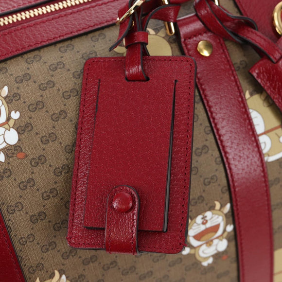 GUCCI x Doraemon Micro GG Boston Bag PVC Leather Beige 647815 Auth 167459SM