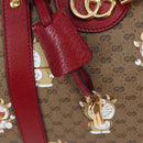 GUCCI x Doraemon Micro GG Boston Bag PVC Leather Beige 647815 Auth 167459SM-15