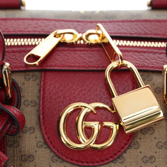 GUCCI x Doraemon Micro GG Boston Bag PVC Leather Beige 647815 Auth 167459SM