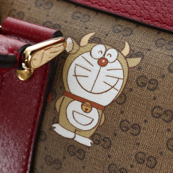 GUCCI x Doraemon Micro GG Boston Bag PVC Leather Beige 647815 Auth 167459SM