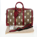 GUCCI x Doraemon Micro GG Boston Bag PVC Leather Beige 647815 Auth 167459SM-25