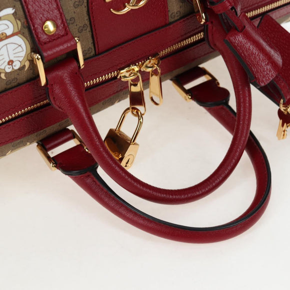 GUCCI x Doraemon Micro GG Boston Bag PVC Leather Beige 647815 Auth 167459SM