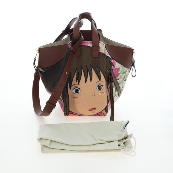 LOEWE x Studio Ghibli Spirited Away Hammock Small Bag Canvas Brown Auth 167469SM