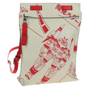 LOEWE Gundam Shoulder Bag Leather Beige Red Auth 167470M-1