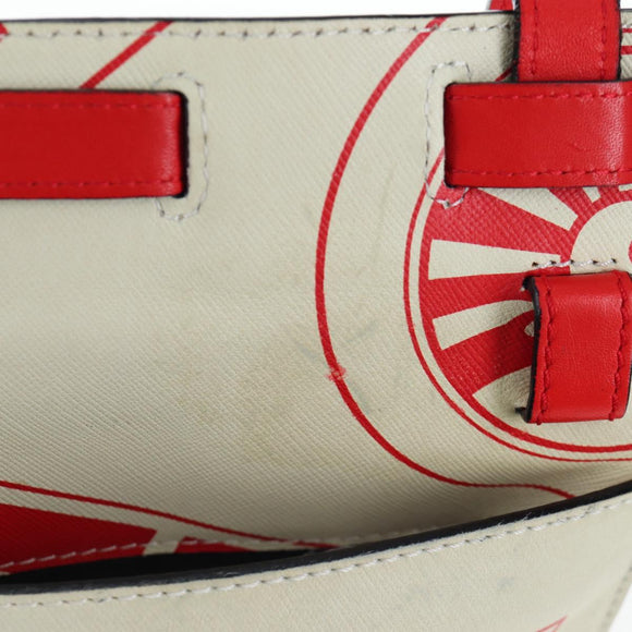 LOEWE Gundam Shoulder Bag Leather Beige Red Auth 167470M