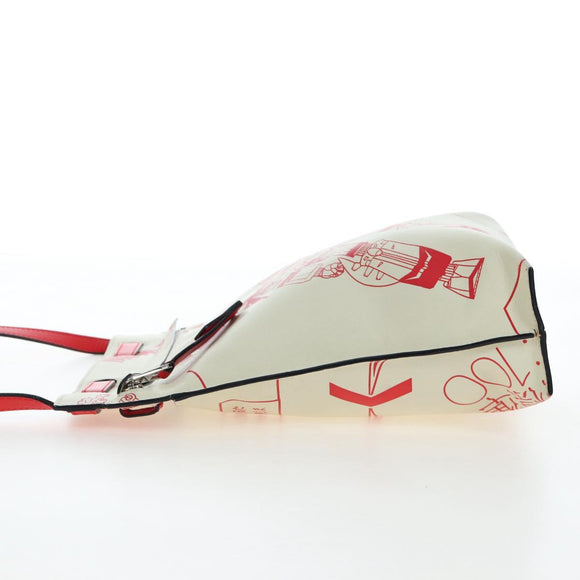 LOEWE Gundam Shoulder Bag Leather Beige Red Auth 167470M