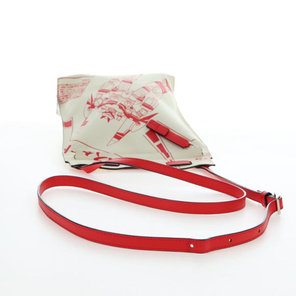 LOEWE Gundam Shoulder Bag Leather Beige Red Auth 167470M