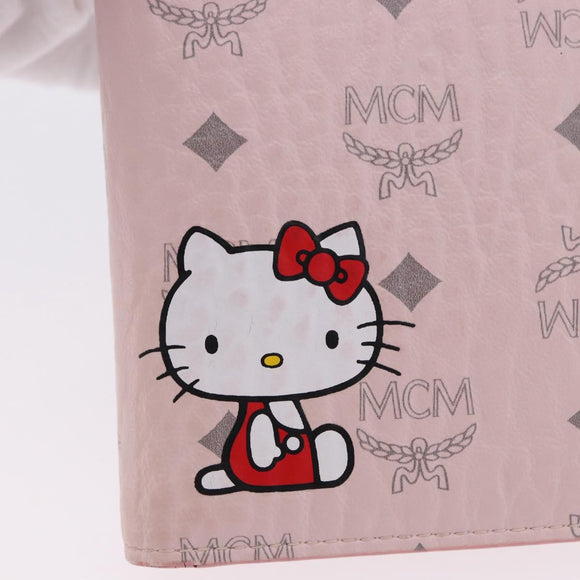 MCM Vicetos Hello Kitty Zip Card Wallet Leather Pink Gold Auth 167472SAM
