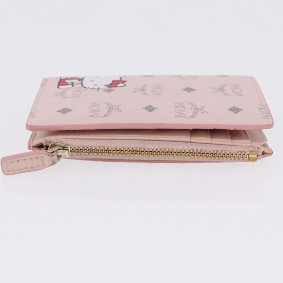 MCM Vicetos Hello Kitty Zip Card Wallet Leather Pink Gold Auth 167472SAM