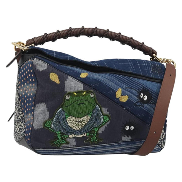 LOEWE x Studio Ghibli Puzzle Bag BORO Blue Frog Soot Sprites Blue Auth 167492SM