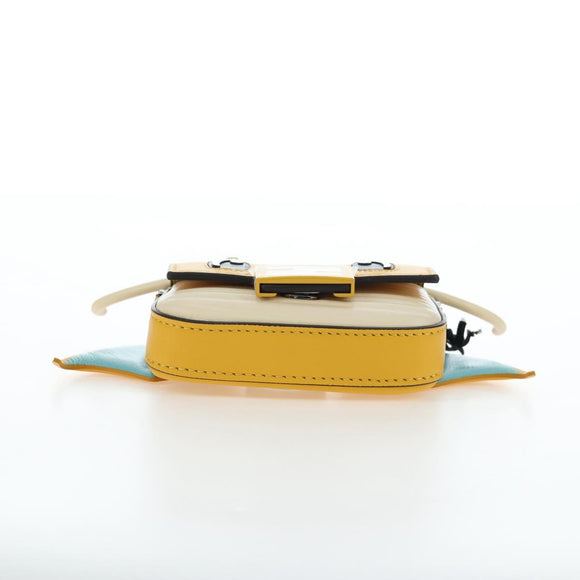 FENDI Dragonite FENDIxFRGMTxPOKÉMON Chain Bag Leather Yellow Auth 167495SM