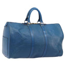 LOUIS VUITTON Epi Keepall 45 Boston Bag Blue M42975 LV Auth 167543-1