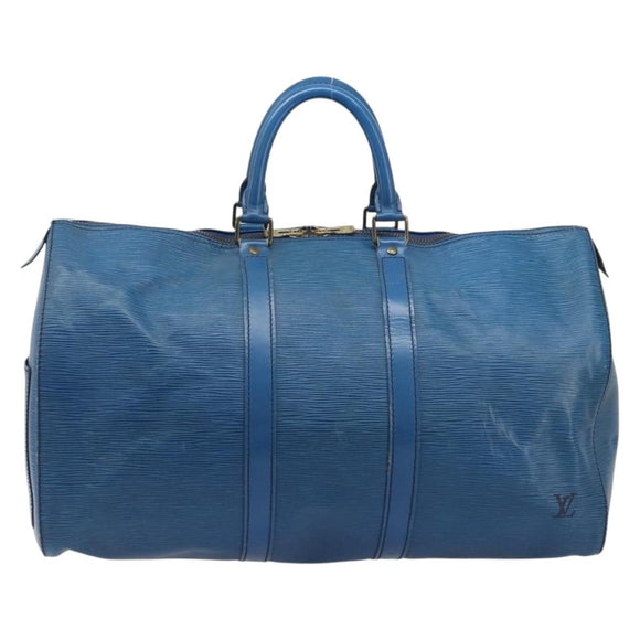 LOUIS VUITTON Epi Keepall 45 Boston Bag Blue M42975 LV Auth 167543