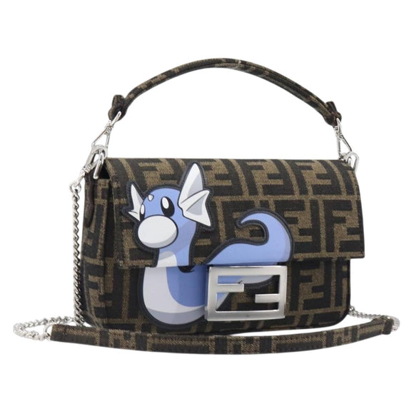 FENDI x FRGMT x POKEMON Mamma Baguette Dratini Zucca Brown 8BS017 Auth 167553SM