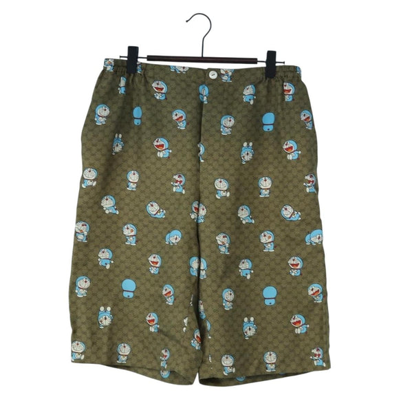 GUCCI x Doraemon Short Pants Silk ""44"" Brown Blue Auth 167559SAM