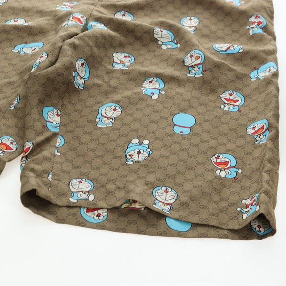 GUCCI x Doraemon Short Pants Silk ""44"" Brown Blue Auth 167559SAM
