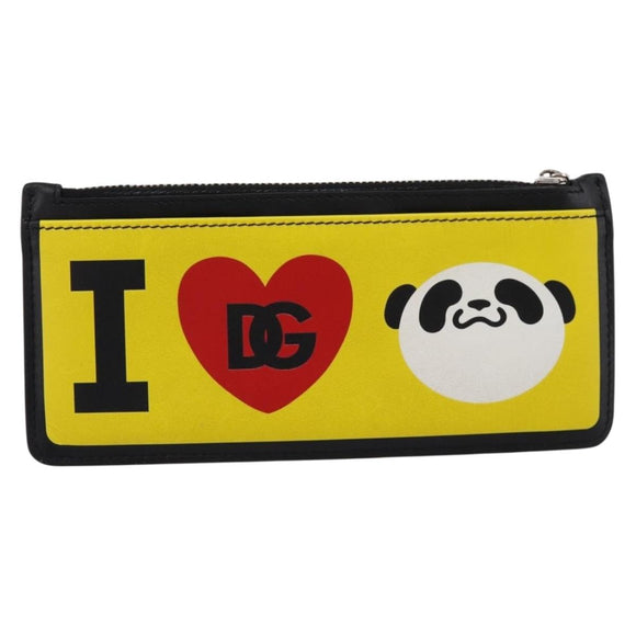 DOLCE&GABBANA × Jujutsu Kaisen Panda Card Case Leather Black Yellow Auth 167563M