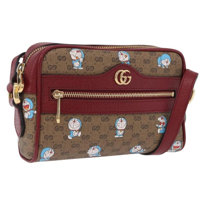 GUCCI x Doraemon Micro GG Shoulder Bag PVC Brown Gold Tone 647784 Auth 167564SAM