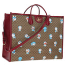 GUCCI x Doraemon Micro GG Hand Bag PVC 2way Brown Gold Tone 653952 Auth 167569SM-1