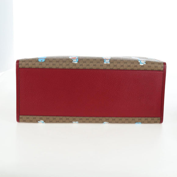 GUCCI x Doraemon Micro GG Hand Bag PVC 2way Brown Gold Tone 653952 Auth 167569SM